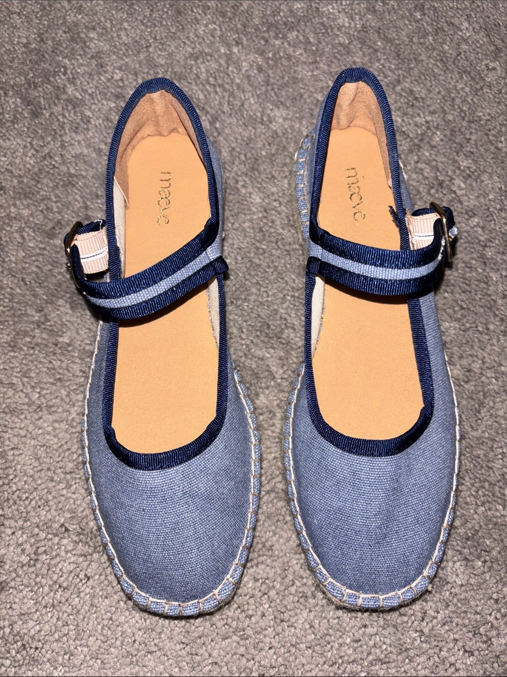 Maeve Navy Canvas Mary Jane Espadrilles